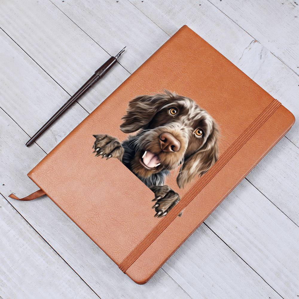 German Wirehaired Pointer Peeking - Vegan Leather Journal