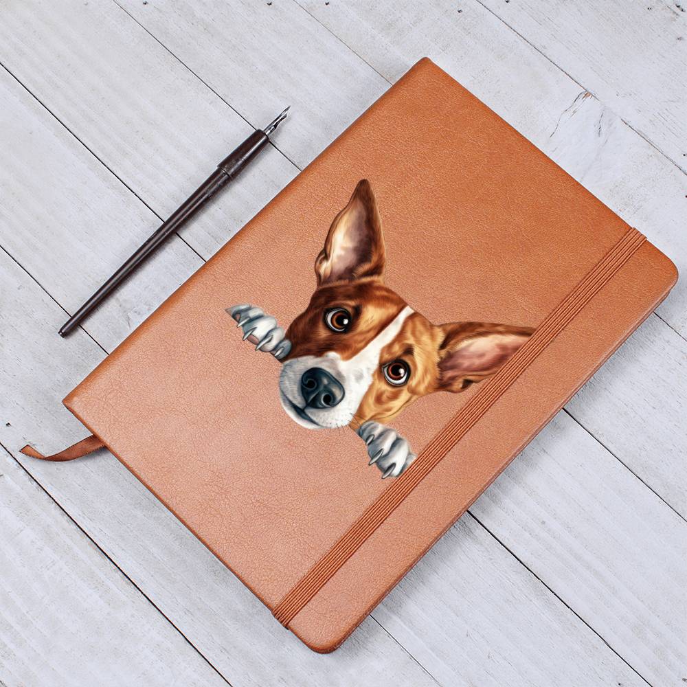 Basenji Peeking - Vegan Leather Journal