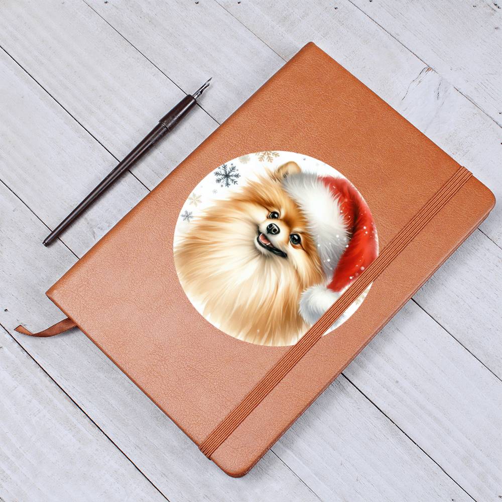 Christmas Dog - Pomeranian - Vegan Leather Journal