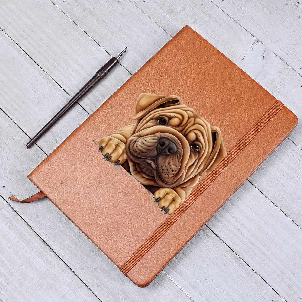 Shar-Pei Peeking - Vegan Leather Journal