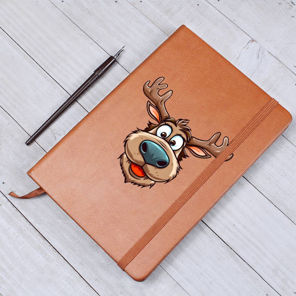 Funny Reindeer Face 02 - Vegan Leather Journal