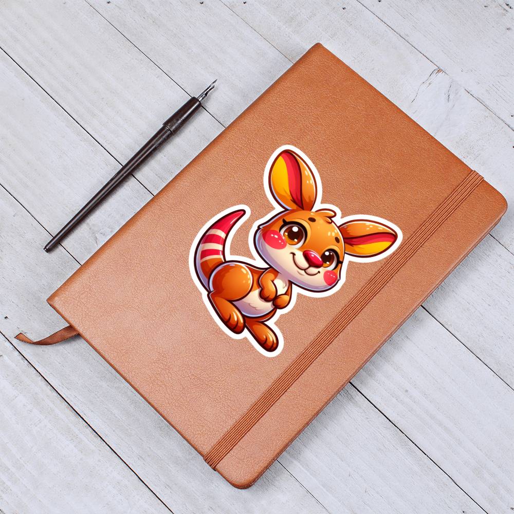 Cute Kangaroo sticker 77 - Vegan Leather Journal