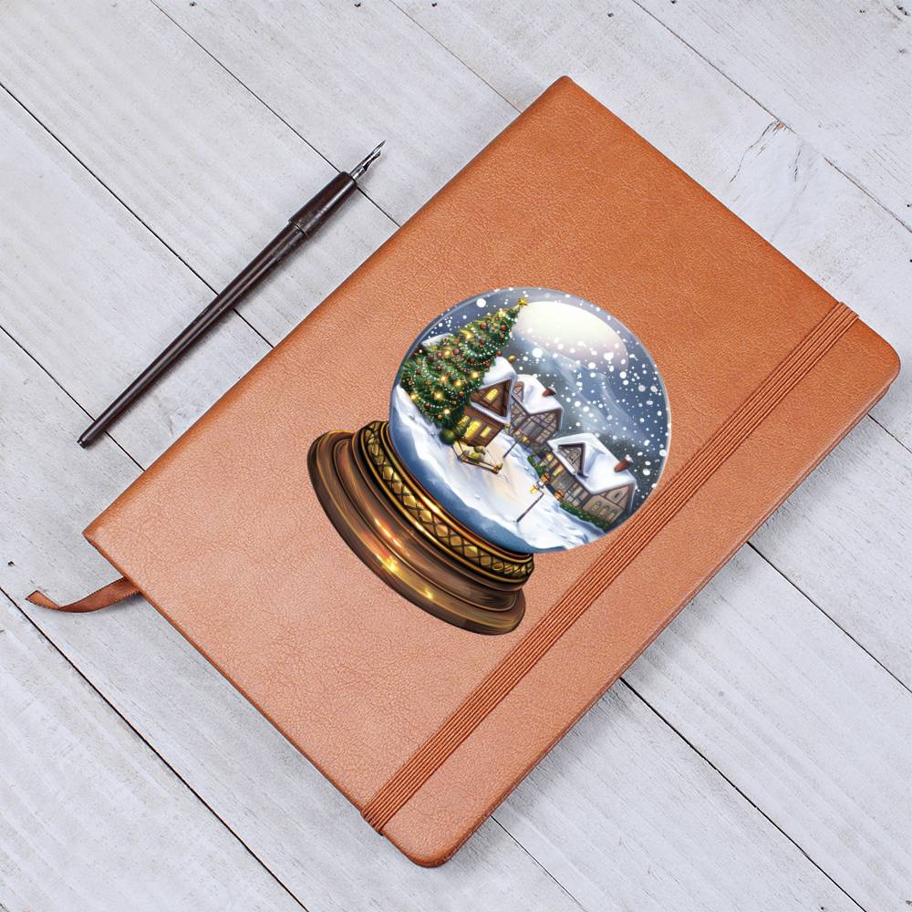 Watercolor Christmas Snow Globe 028 - Vegan Leather Journal