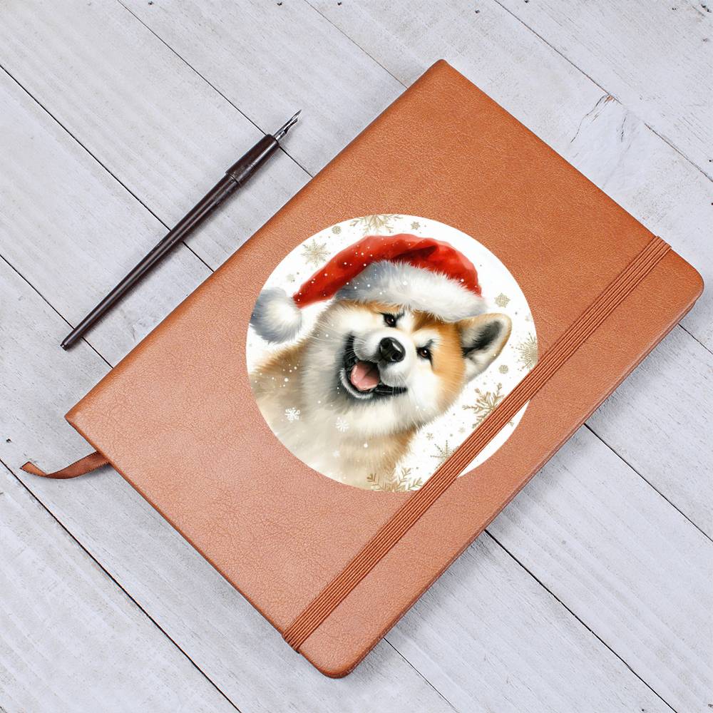 Christmas Dog - Akita - Vegan Leather Journal