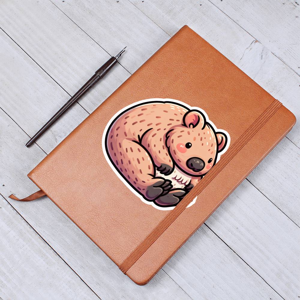 Cute Wombat sticker 218 - Vegan Leather Journal