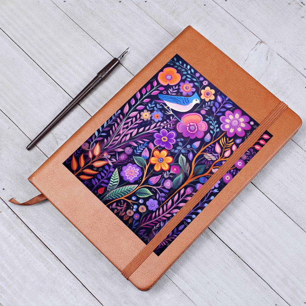 Birds And Floral Design 116 - Vegan Leather Journal