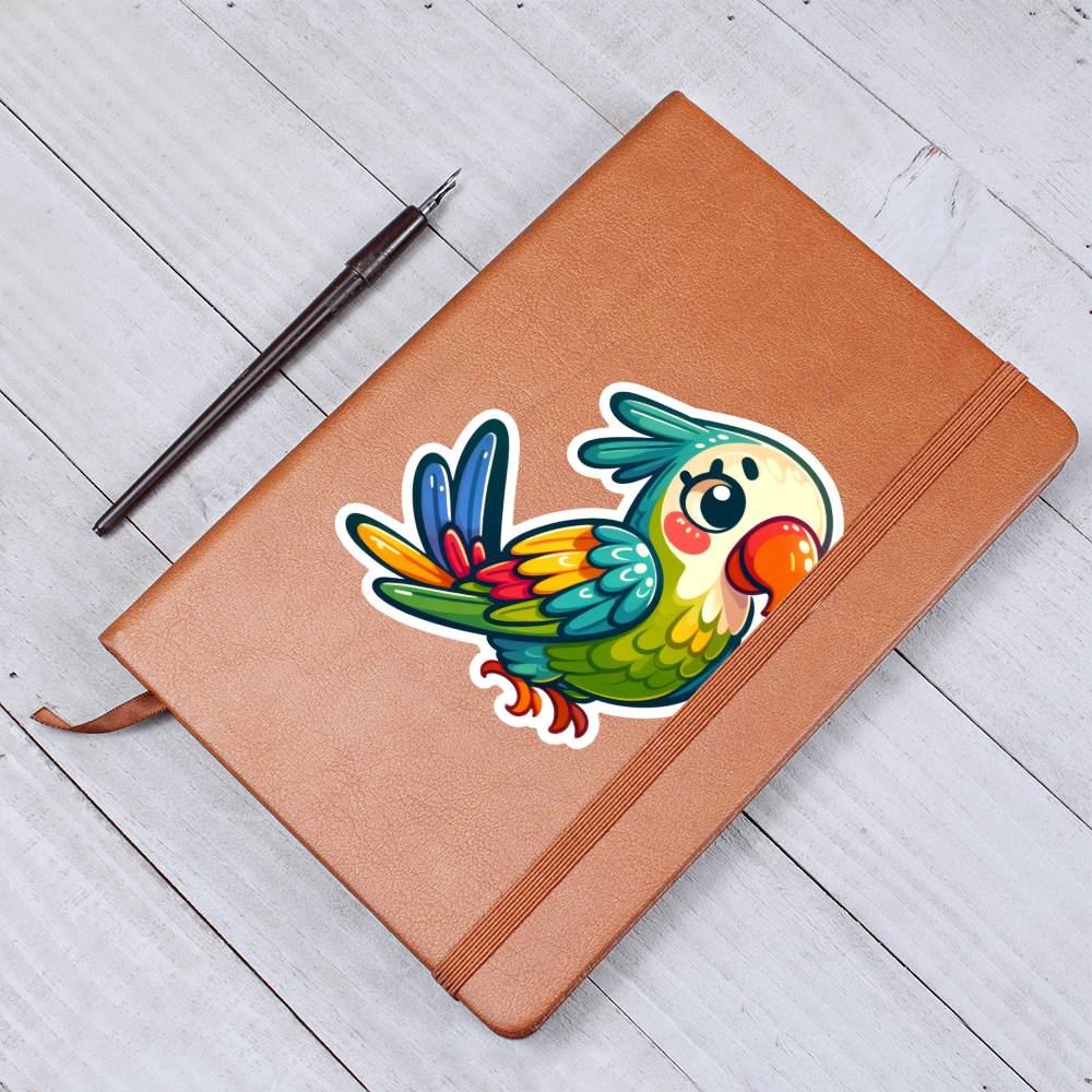 Cute Parakeet sticker 120 - Vegan Leather Journal