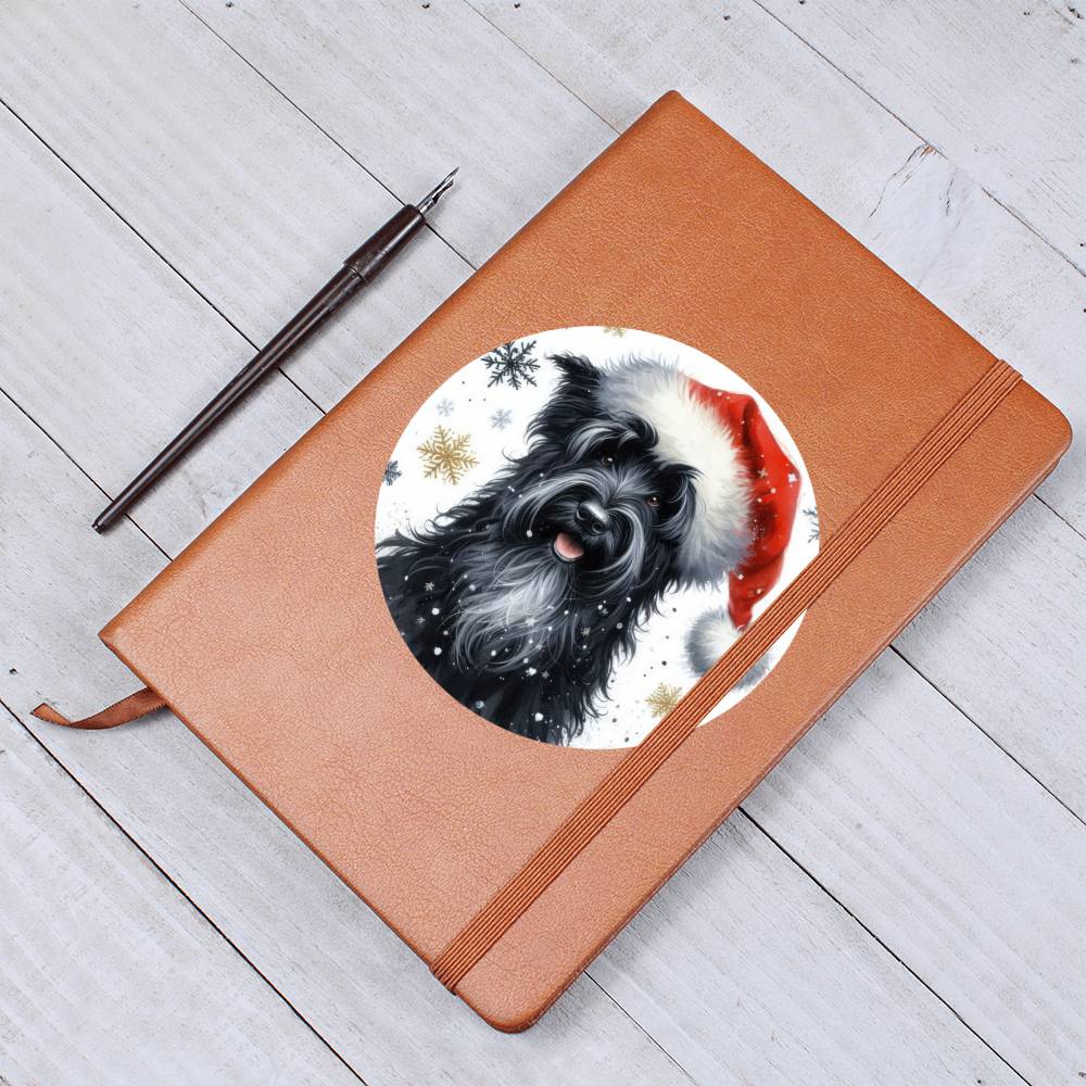 Christmas Dog - Black Russian Terrier - Vegan Leather Journal