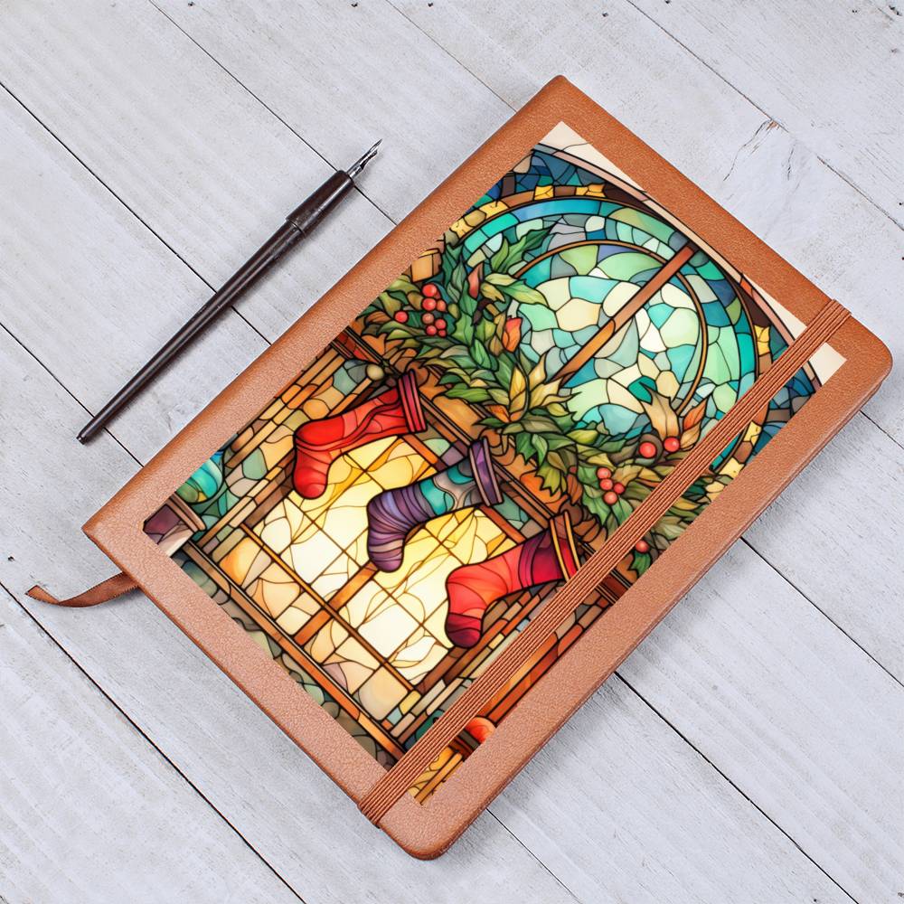 Christmas Stained Glass Design 015 - Vegan Leather Journal