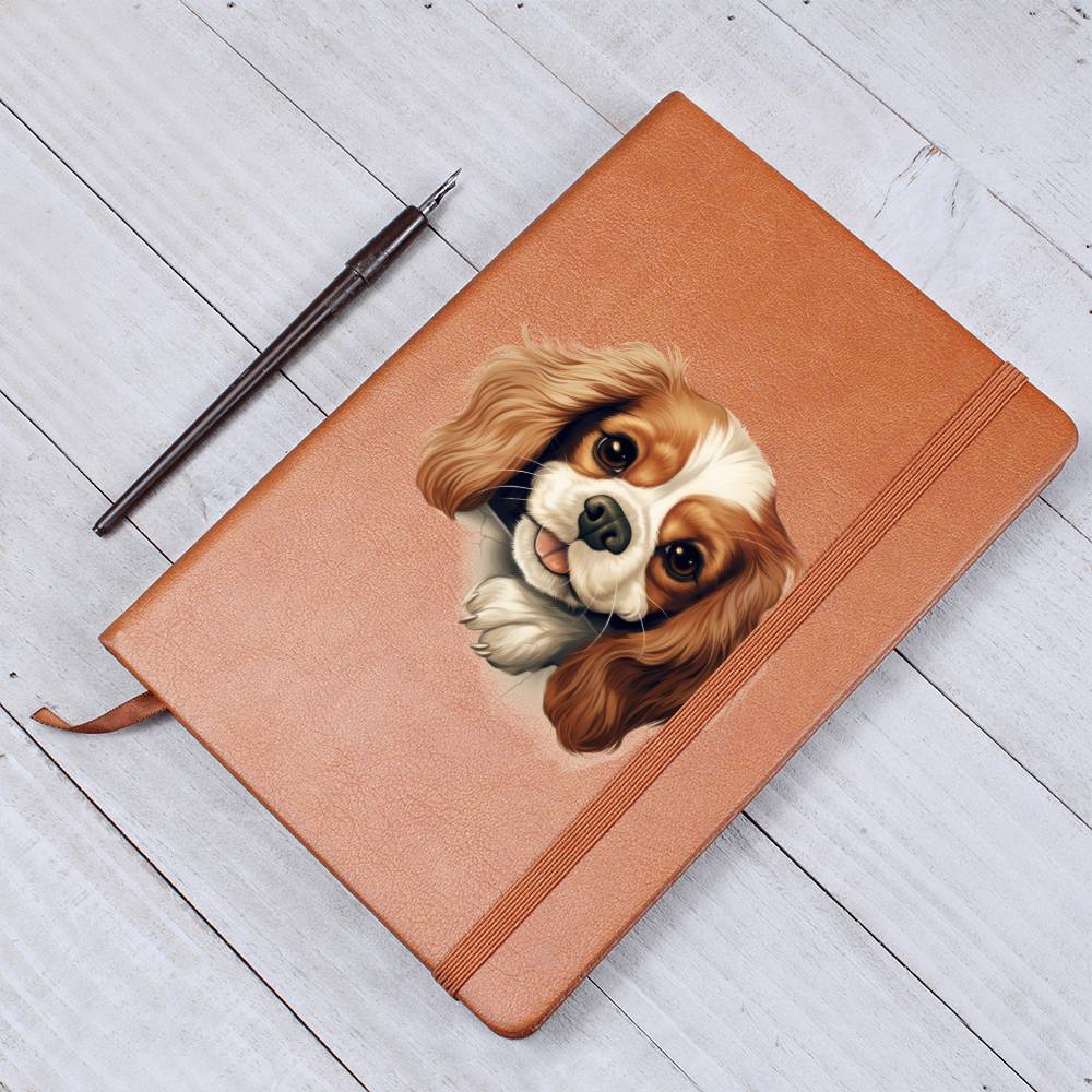 Cavalier King Charles Spaniel Peeking - Vegan Leather Journal
