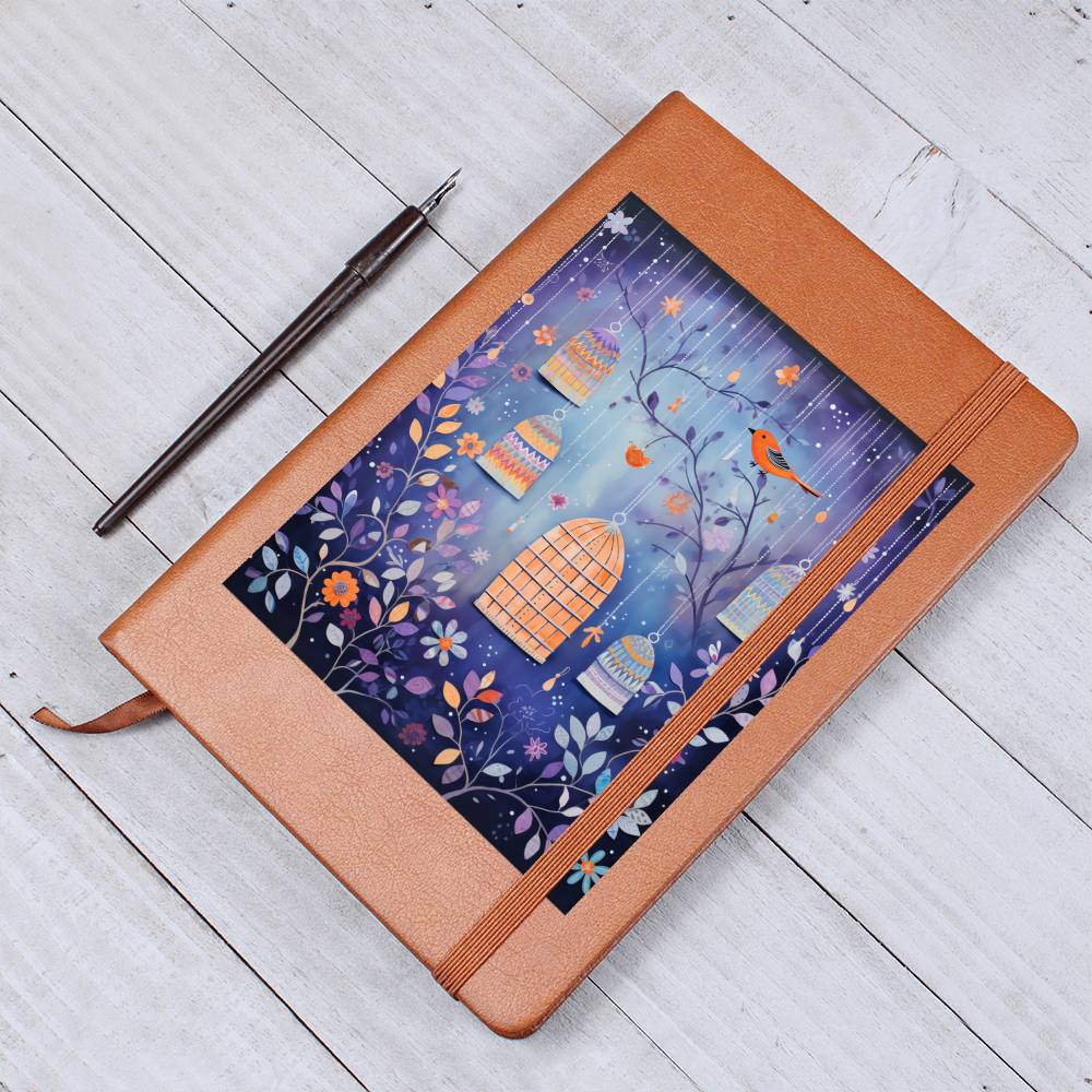 Birds And Floral Design 131 - Vegan Leather Journal