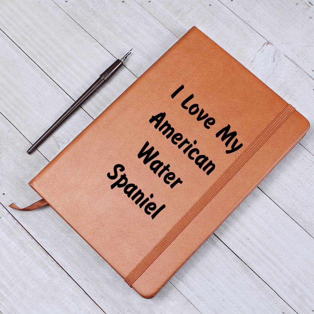 Love My American Water Spaniel v4 - Vegan Leather Journal