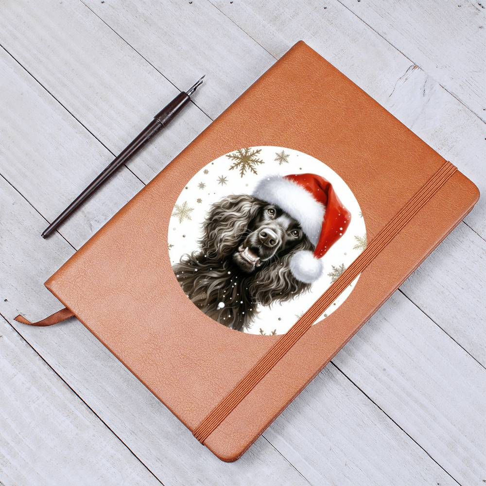 Christmas Dog - Irish Water Spaniel - Vegan Leather Journal