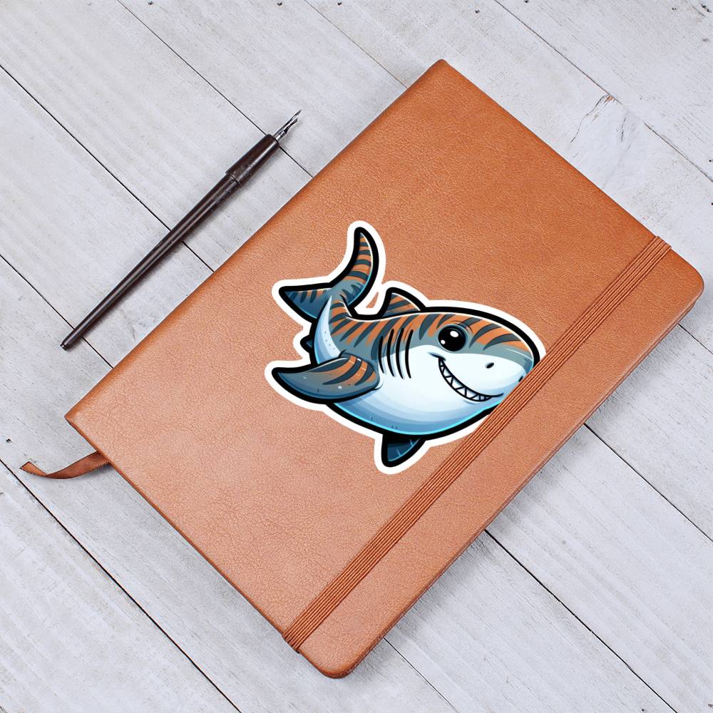 Cute Tiger shark sticker 193 - Vegan Leather Journal