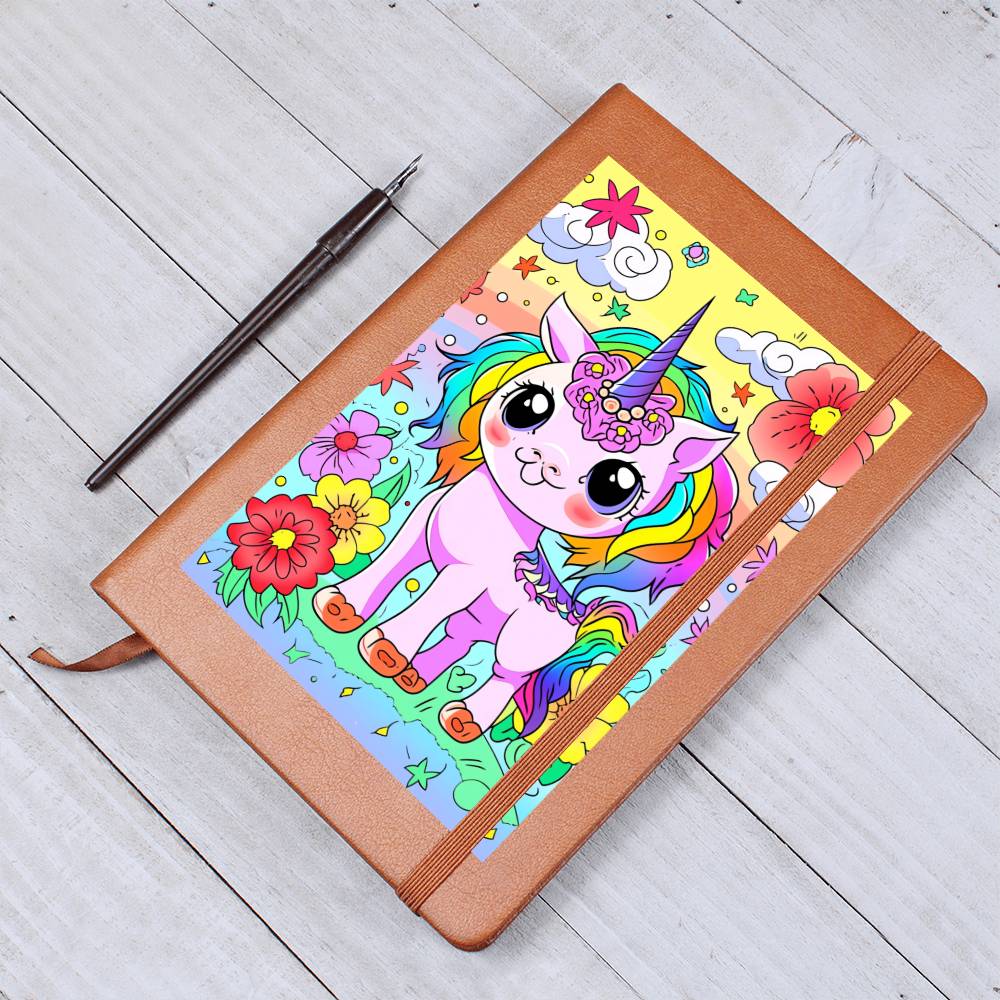 Cute Unicorn 112 - Vegan Leather Journal