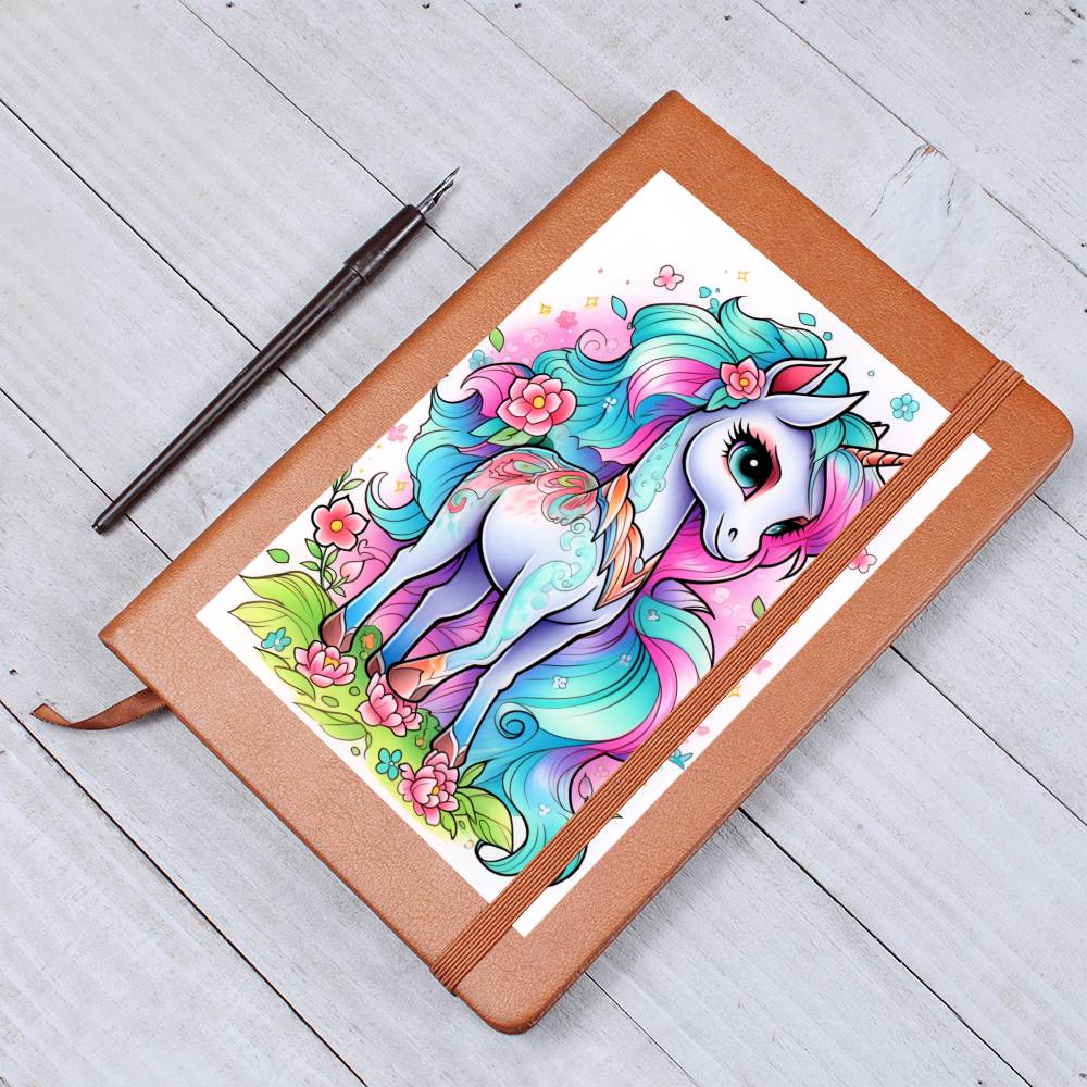 Cute Unicorn 093 - Vegan Leather Journal