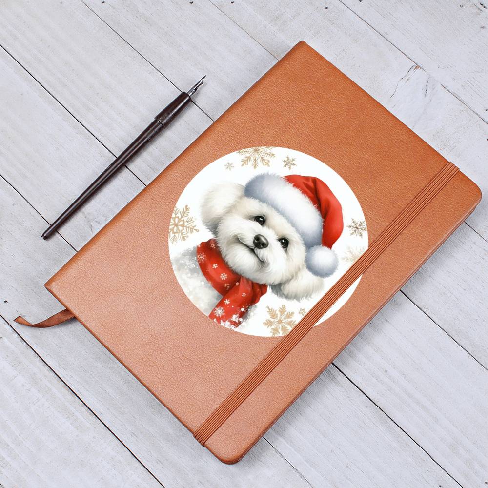 Christmas Dog - Bichon Frise - Vegan Leather Journal
