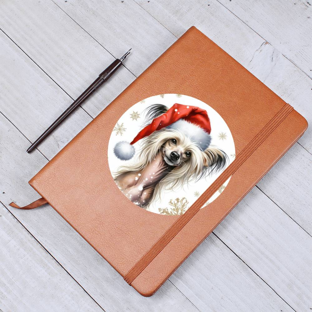 Christmas Dog - Chinese Crested - Vegan Leather Journal