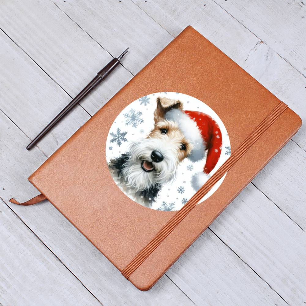 Christmas Dog - Wire Fox Terrier - Vegan Leather Journal