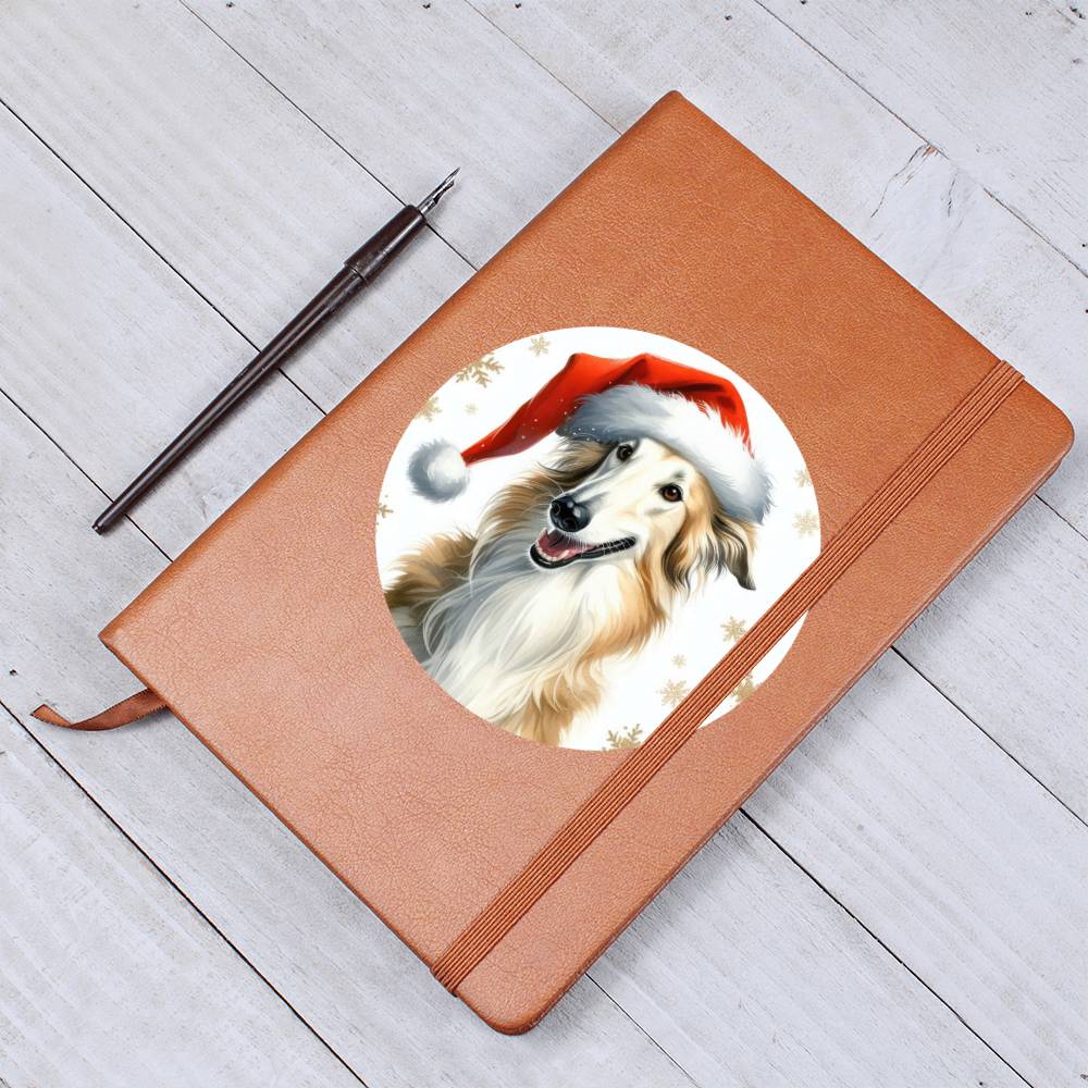 Christmas Dog - Borzoi - Vegan Leather Journal