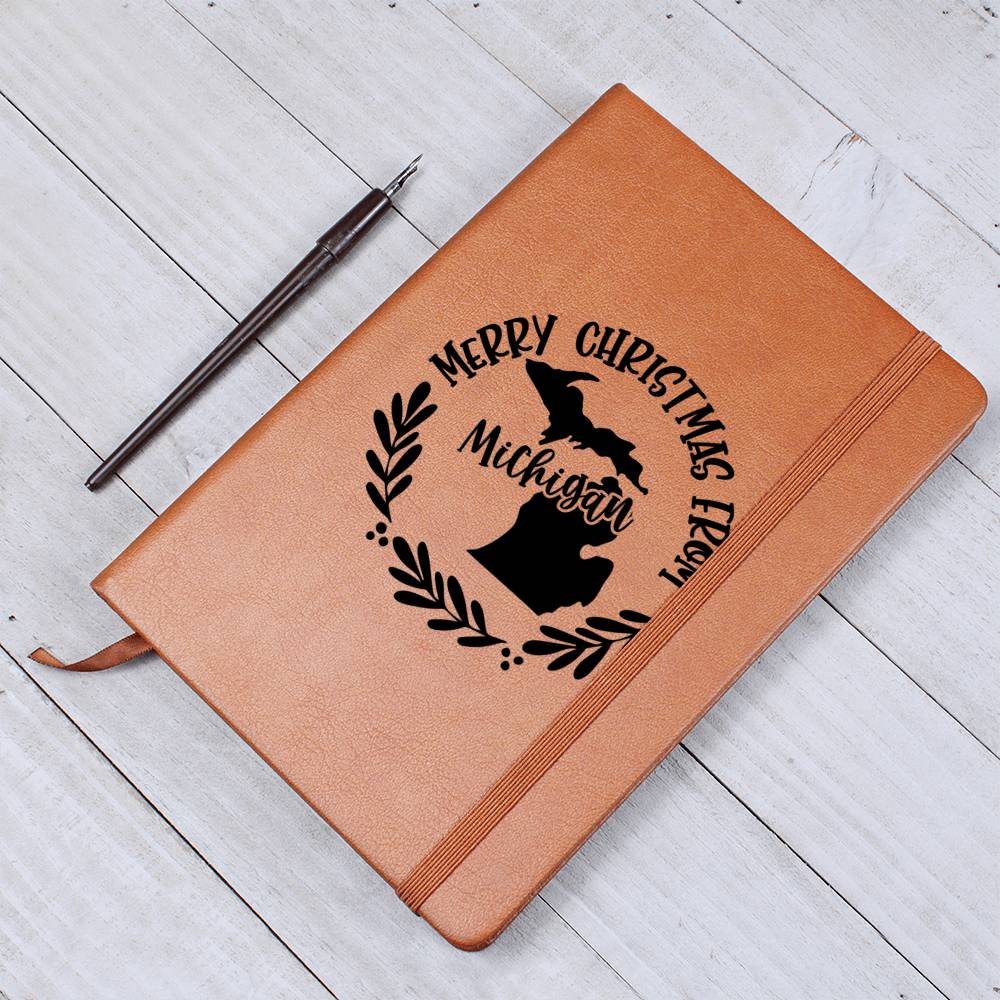 Merry Christmas From Michigan - Vegan Leather Journal