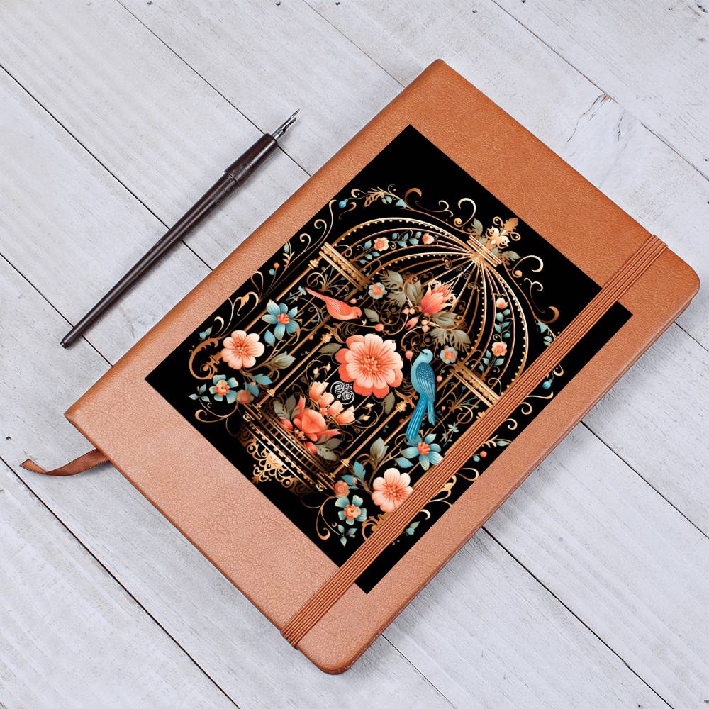 Birds And Floral Design 121 - Vegan Leather Journal
