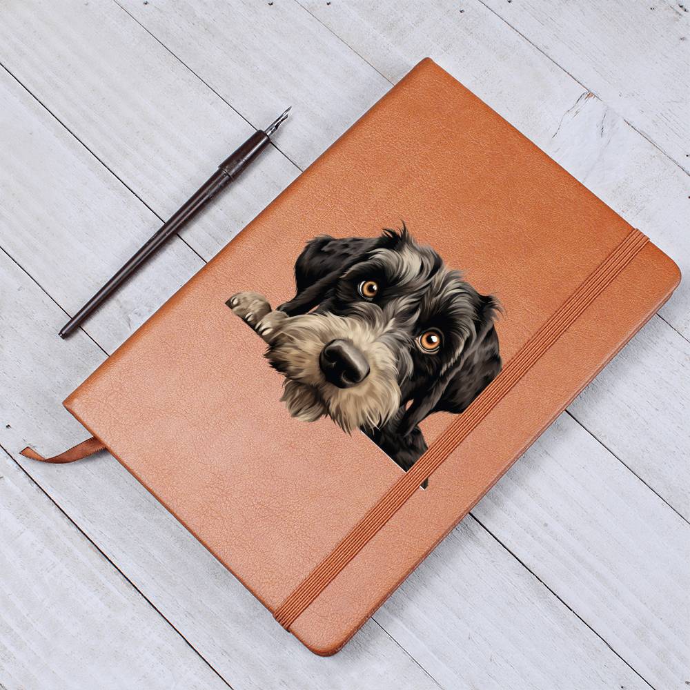 Giant Schnauzer Peeking - Vegan Leather Journal
