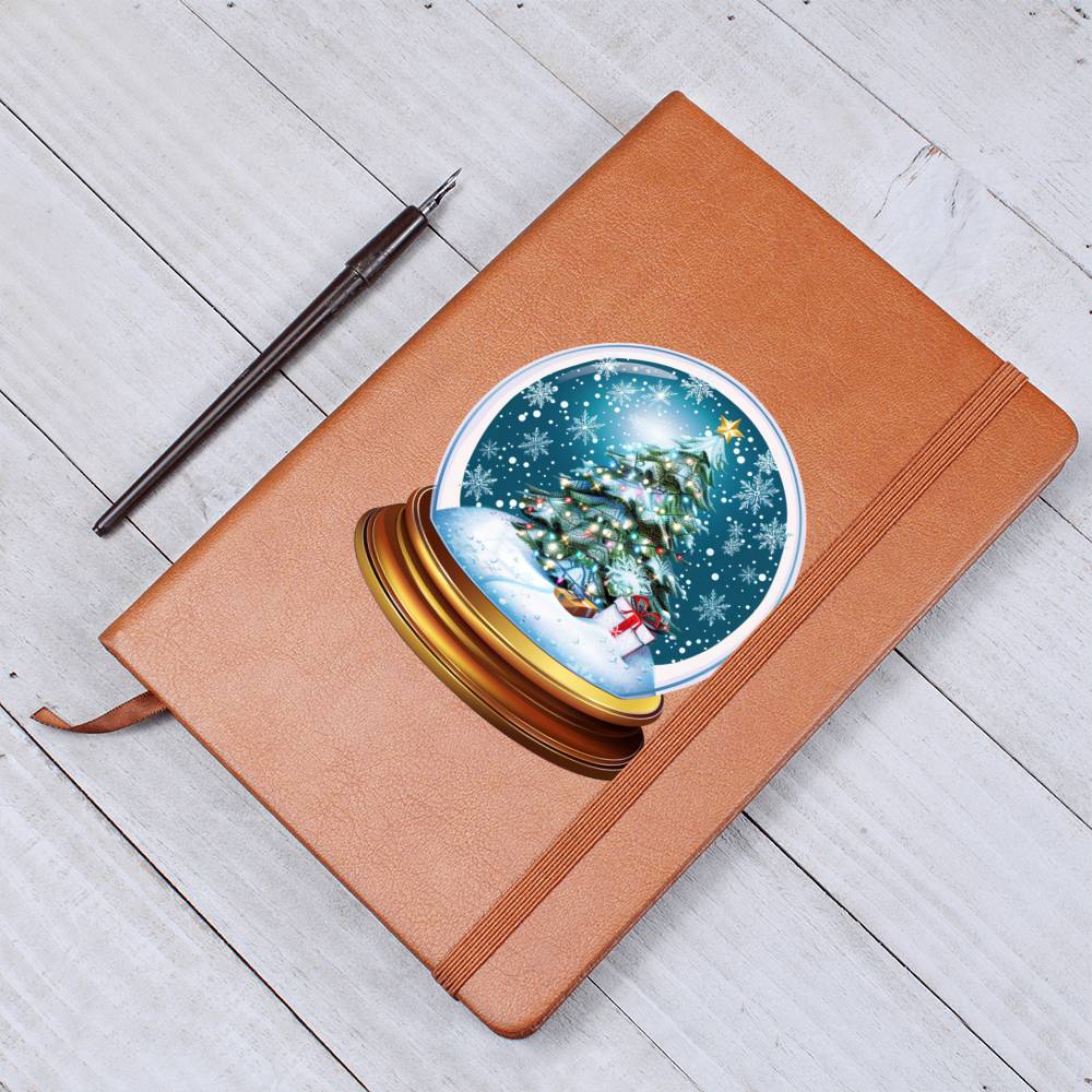 Watercolor Christmas Snow Globe 010 - Vegan Leather Journal