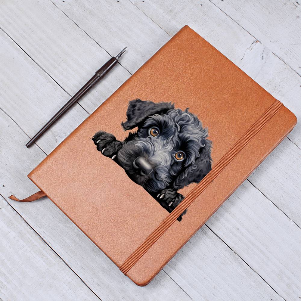 Kerry Blue Terrier Peeking - Vegan Leather Journal