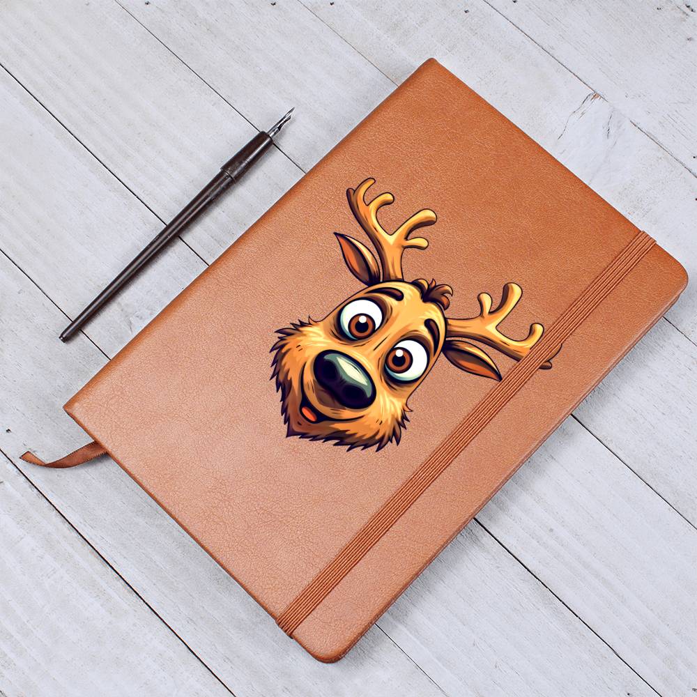 Funny Reindeer Face 12 - Vegan Leather Journal