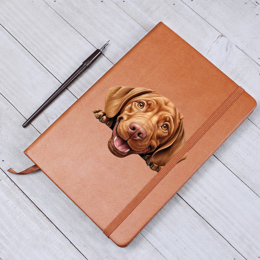 Wirehaired Vizsla Peeking - Vegan Leather Journal