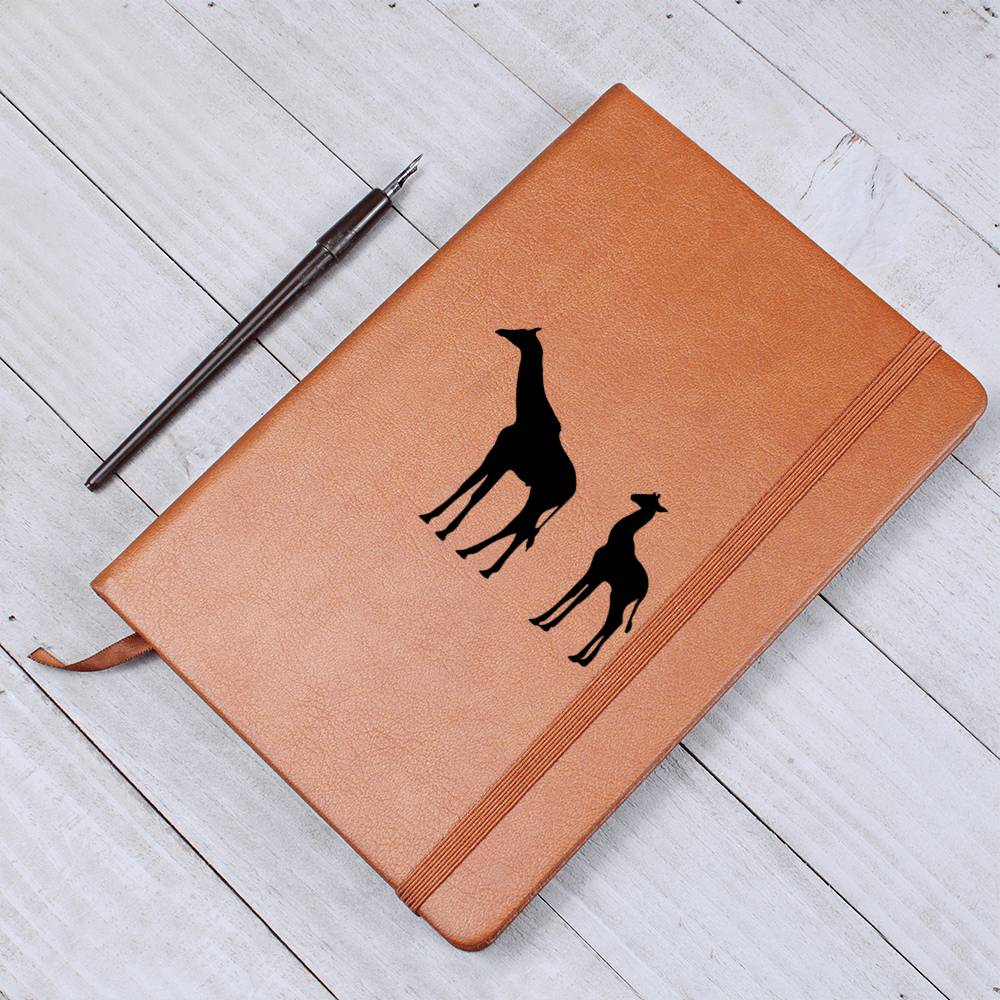 Mama Giraffe With 1 Calf - Vegan Leather Journal