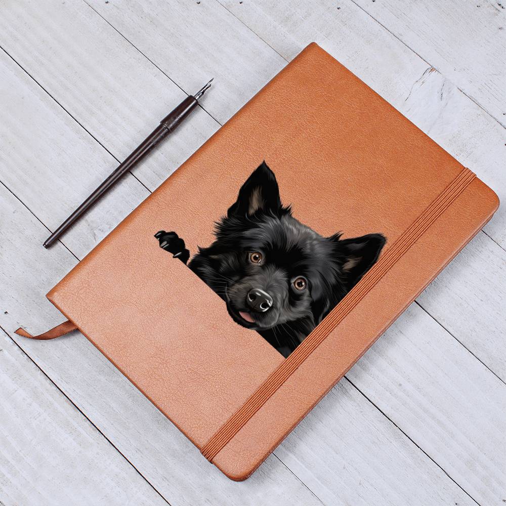 Schipperke Peeking - Vegan Leather Journal