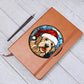 Dog Stained Glass Christmas Design 028 - Vegan Leather Journal