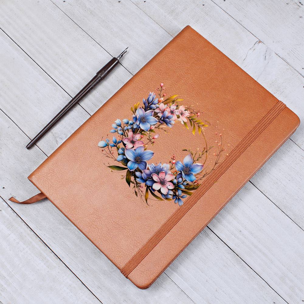 Floral Flower Wreath 125 - Vegan Leather Journal