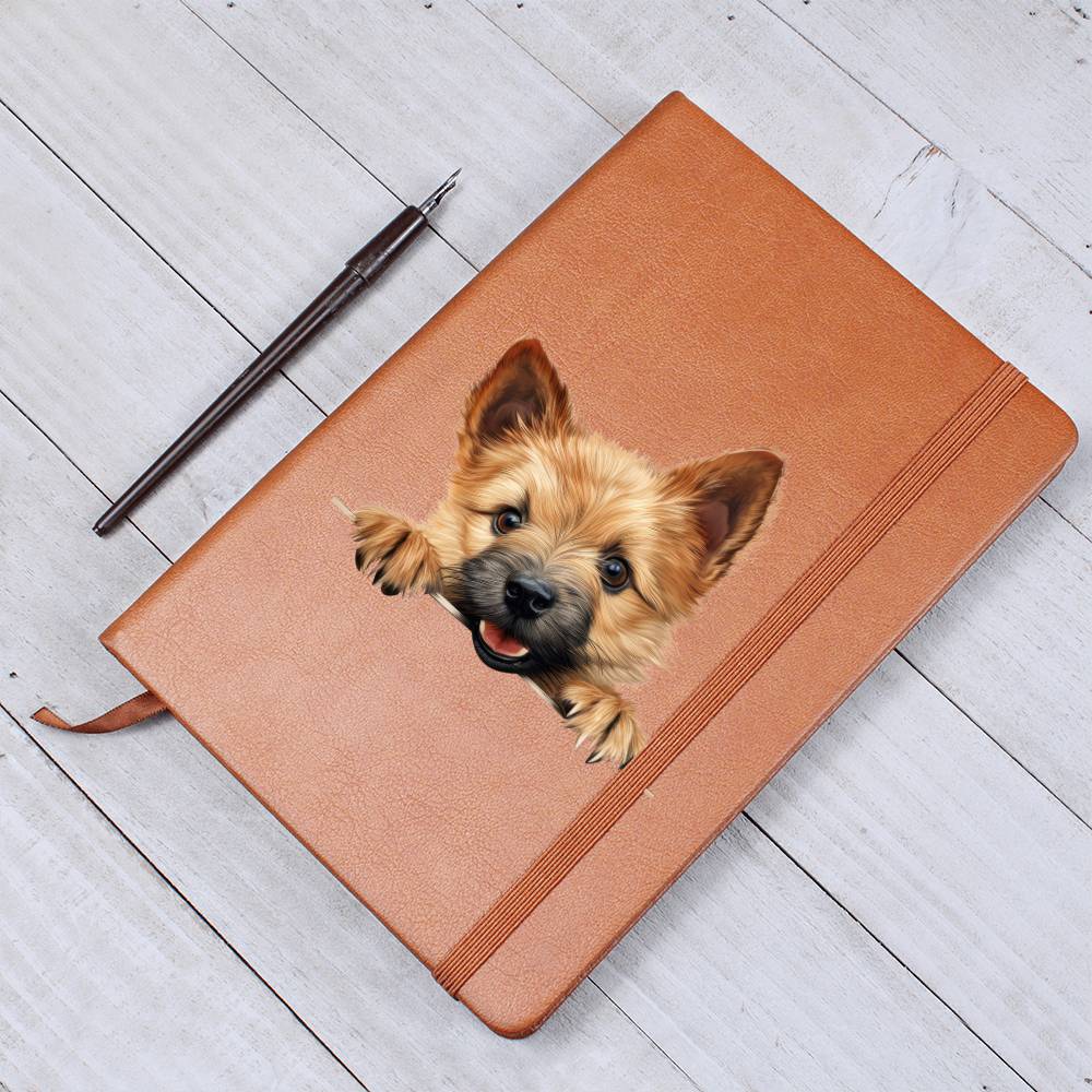 Norwich Terrier Peeking - Vegan Leather Journal