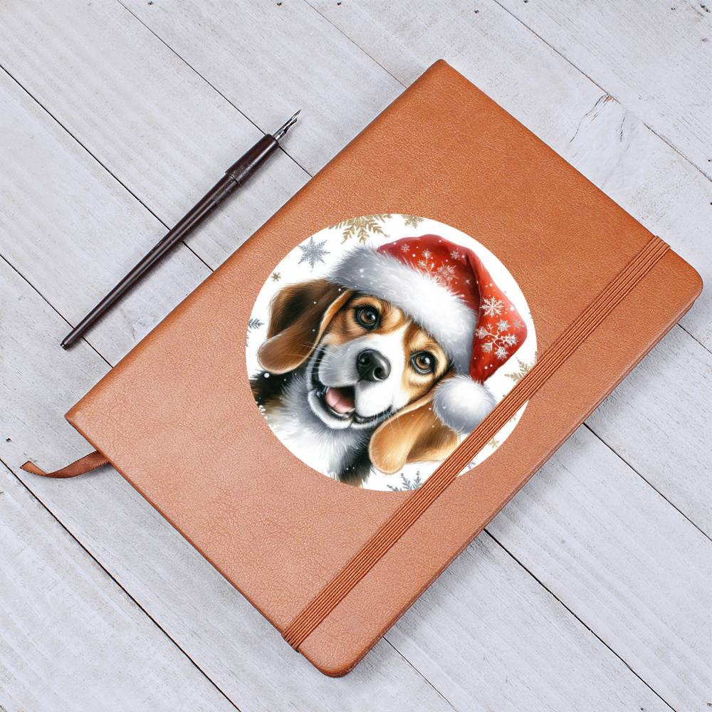 Christmas Dog - Beagle - Vegan Leather Journal