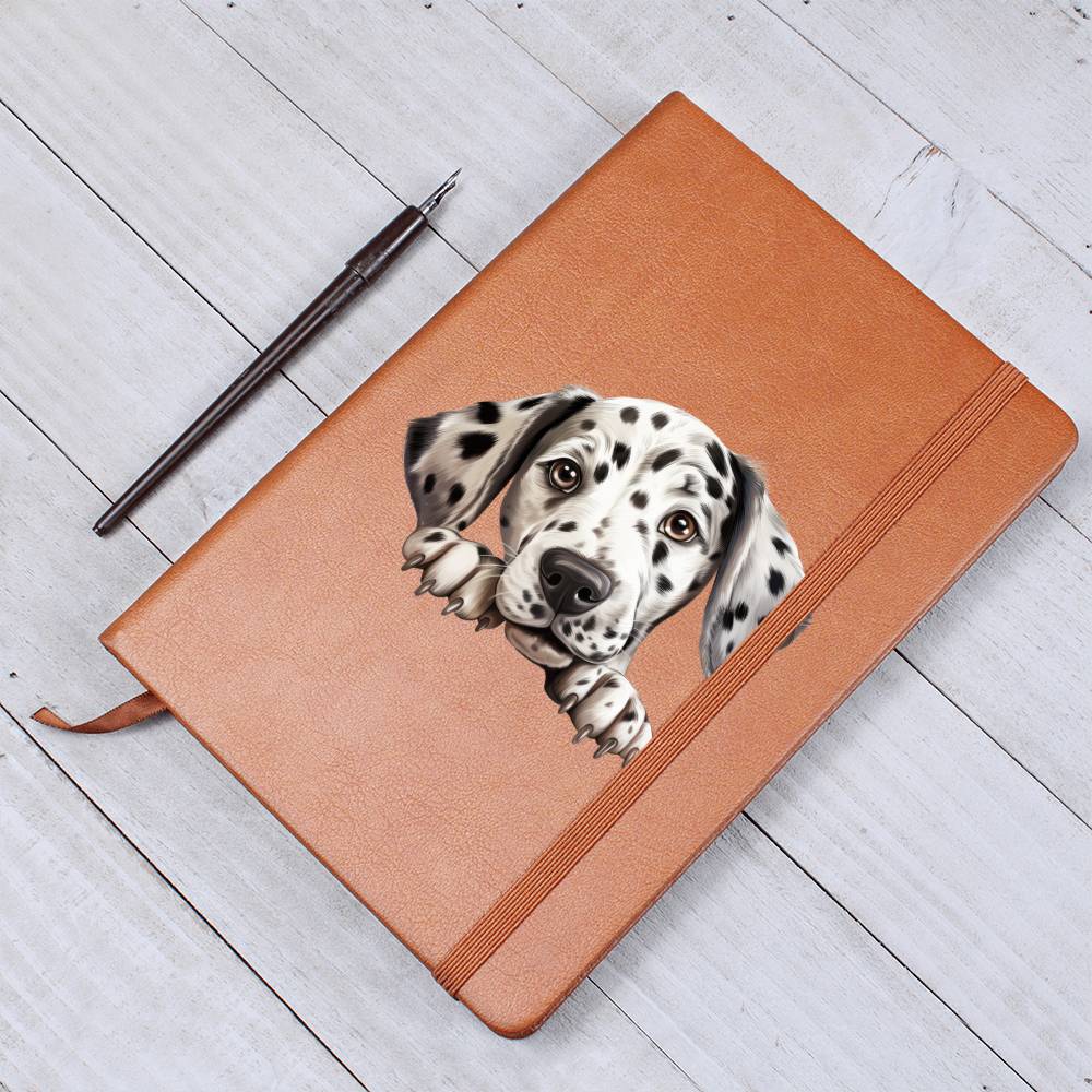 Dalmatian Peeking - Vegan Leather Journal