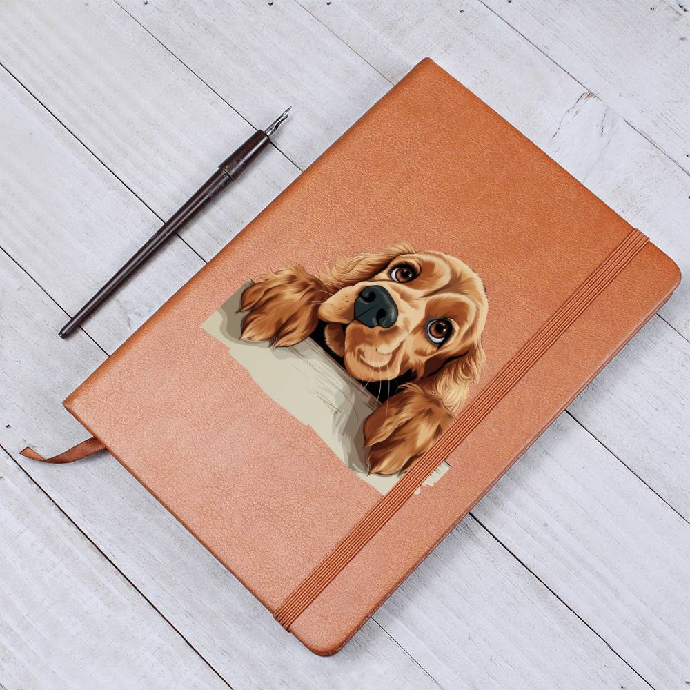 English Cocker Spaniel Peeking - Vegan Leather Journal