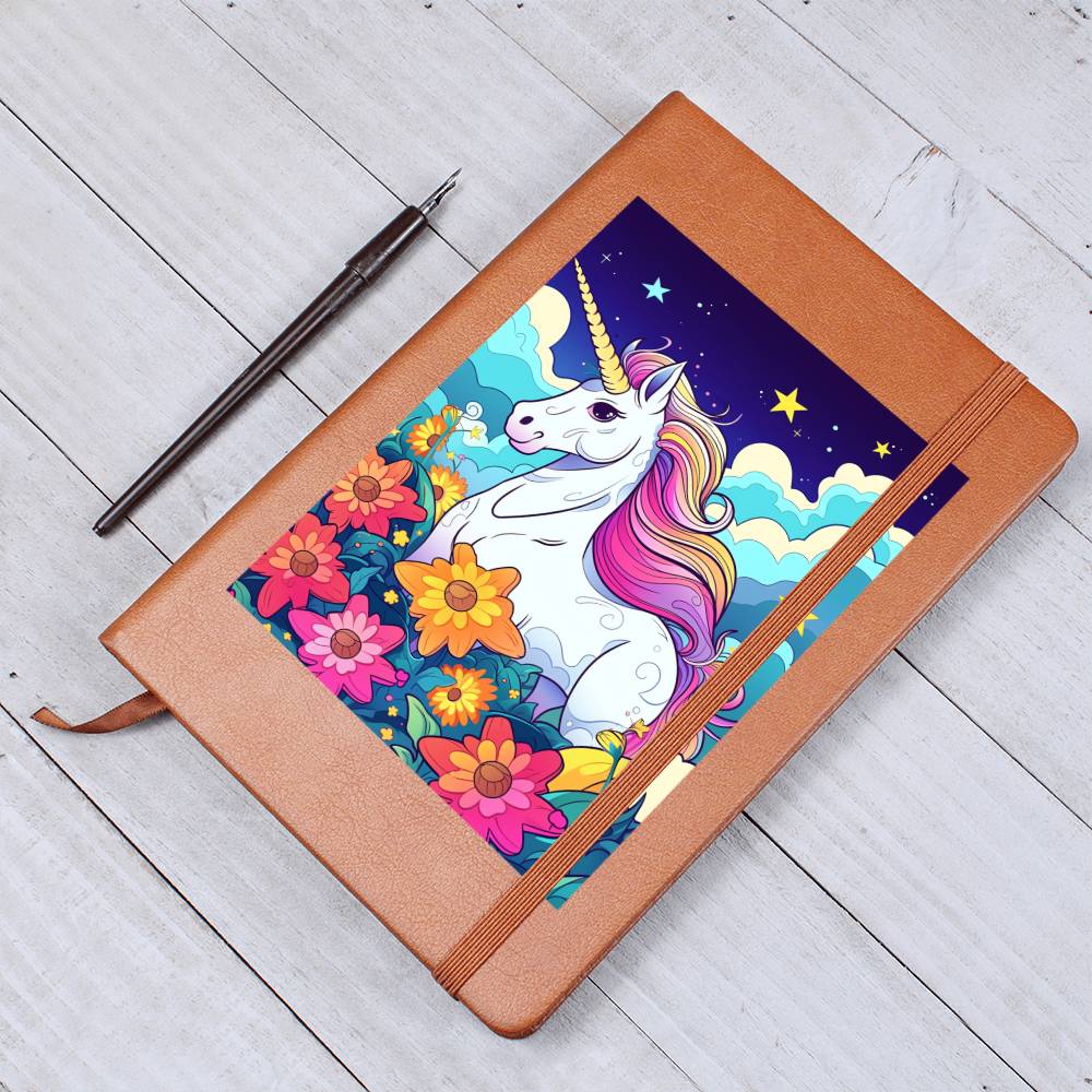 Cute Unicorn 123 - Vegan Leather Journal