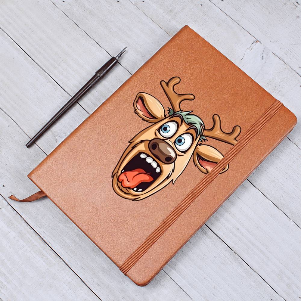 Funny Reindeer Face 11 - Vegan Leather Journal