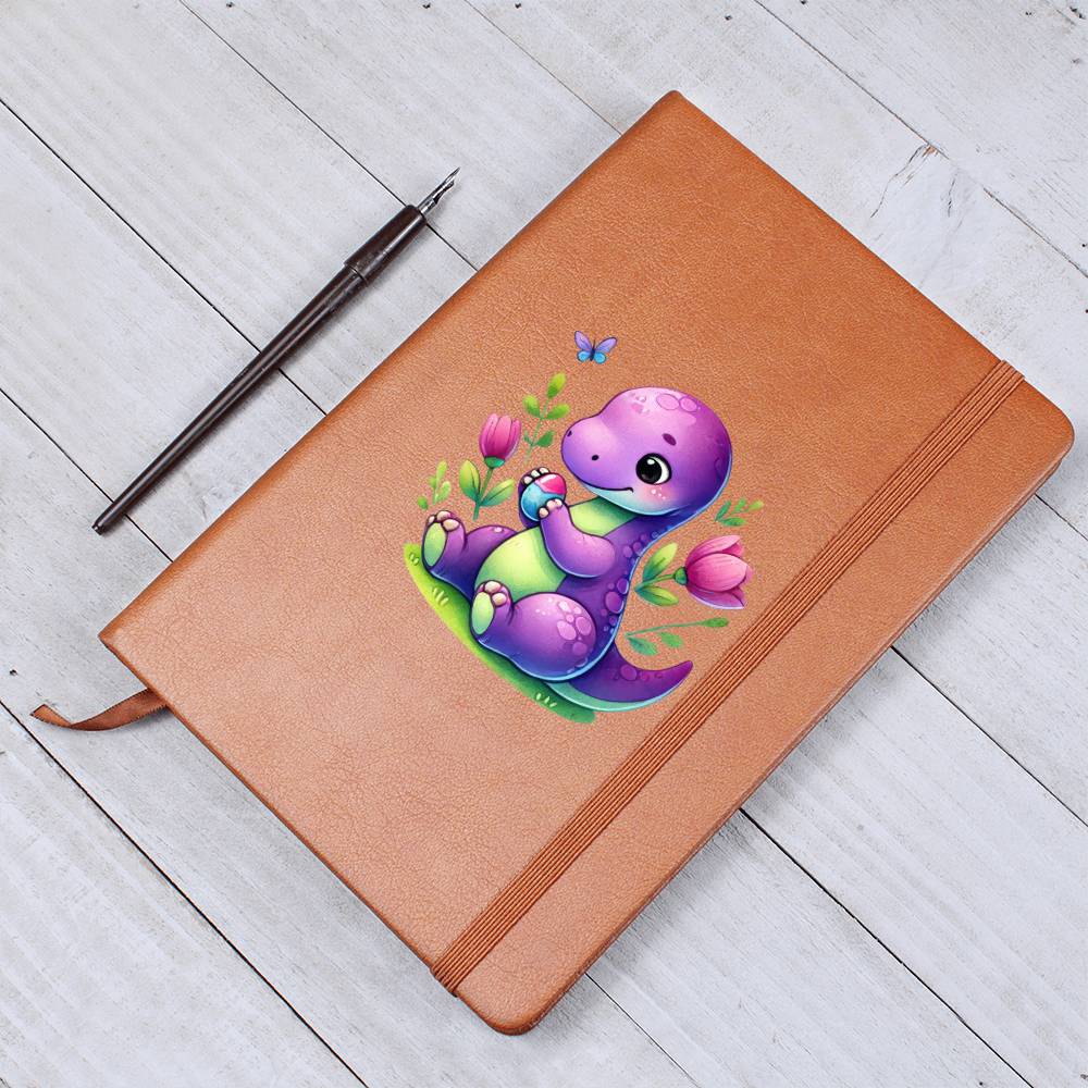 Colorful Baby Dinosaur 024 - Vegan Leather Journal