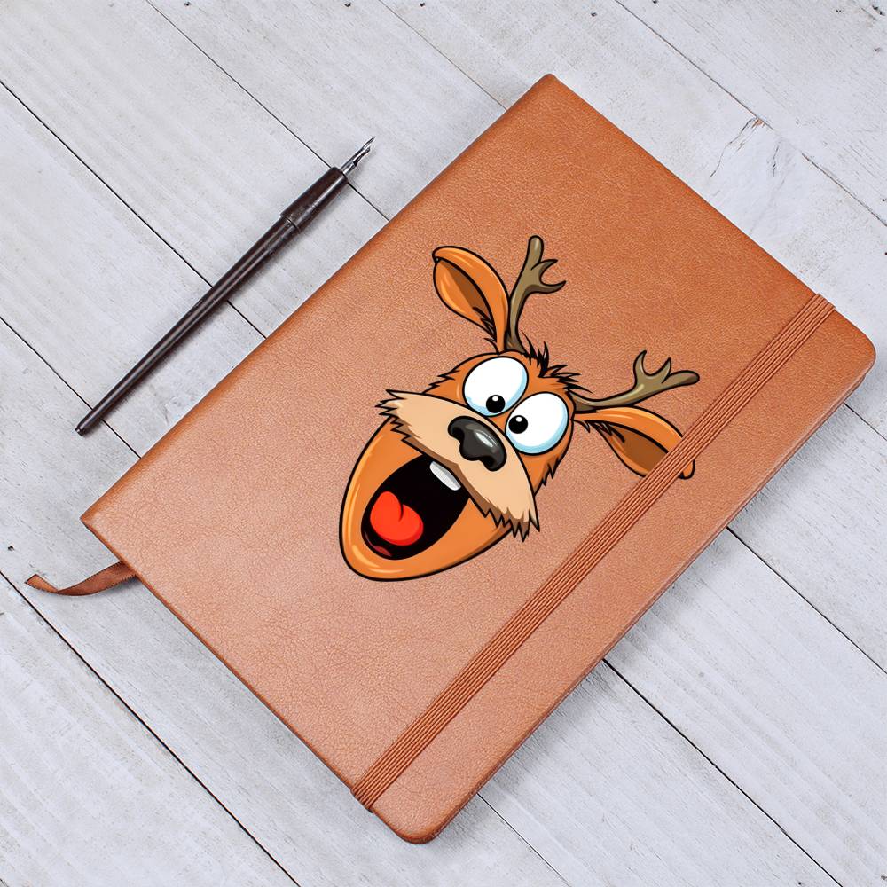 Funny Reindeer Face 09 - Vegan Leather Journal