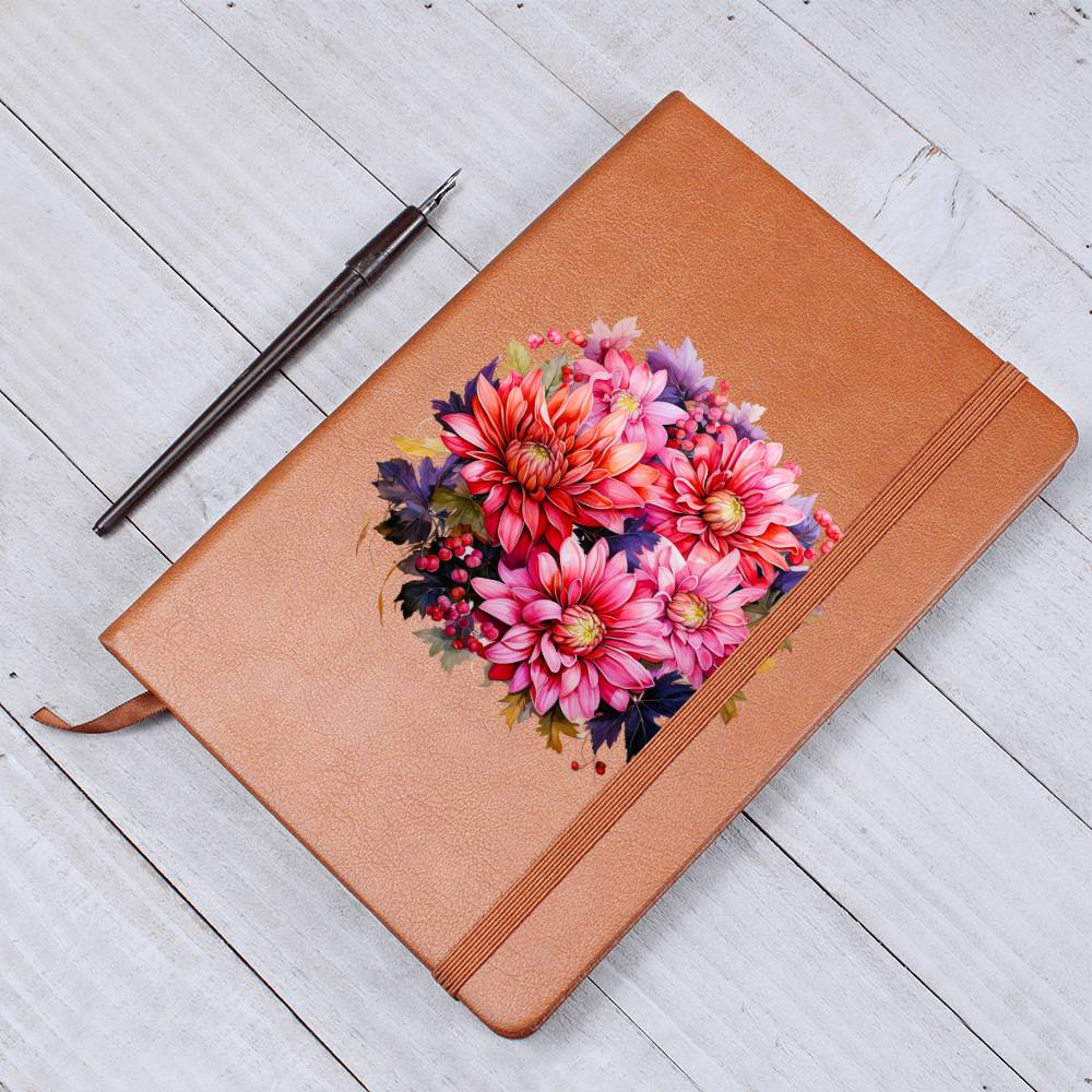 Floral Flower Wreath 143 - Vegan Leather Journal
