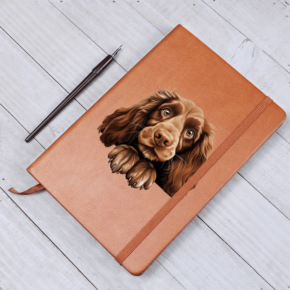 Field Spaniel Peeking - Vegan Leather Journal