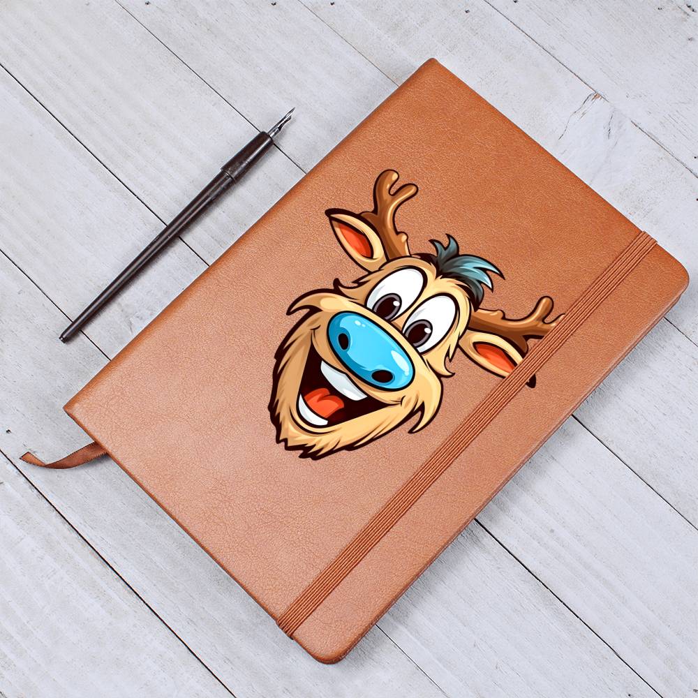 Funny Reindeer Face 14 - Vegan Leather Journal