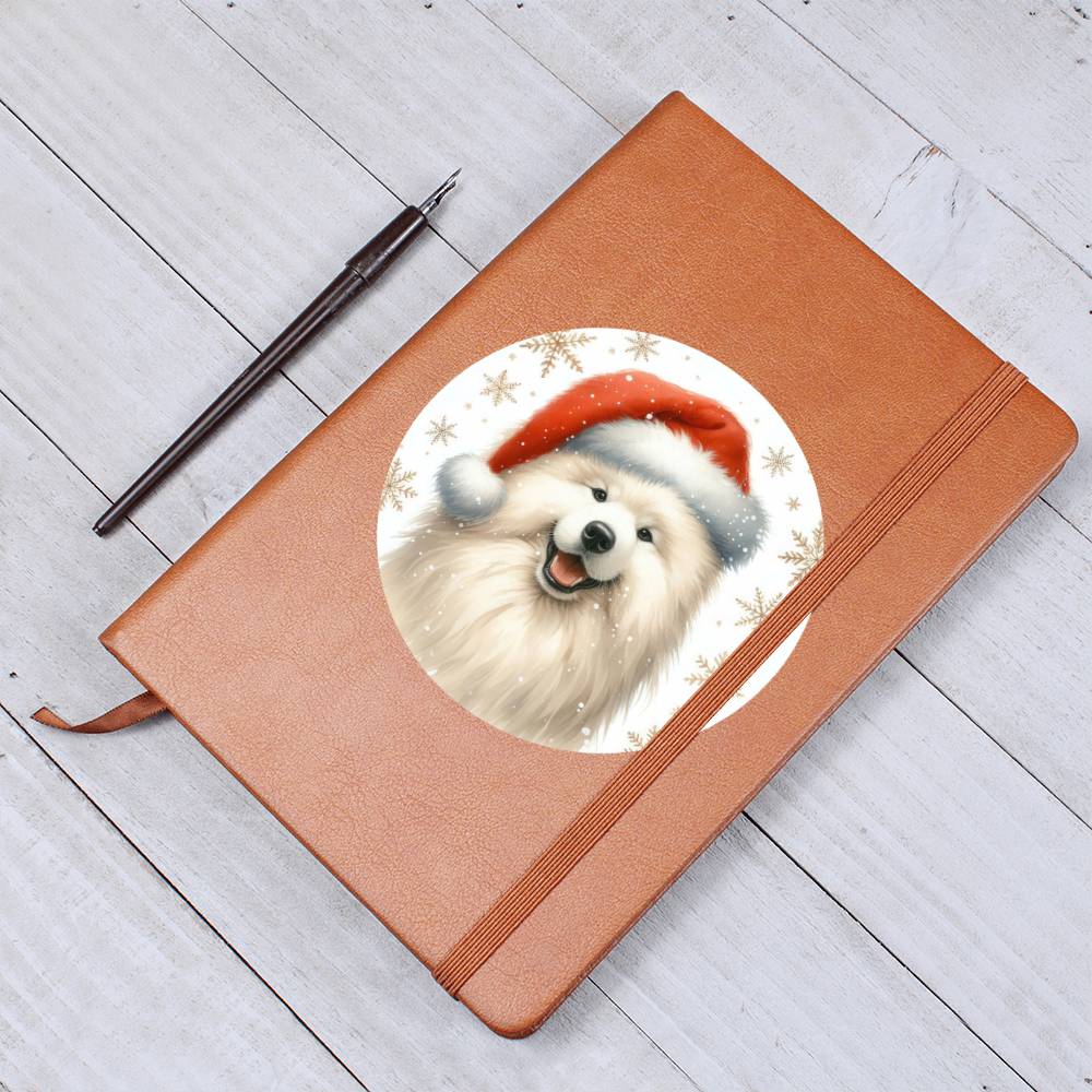 Christmas Dog - Samoyed - Vegan Leather Journal