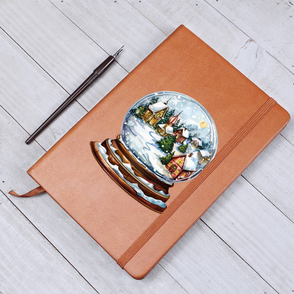 Watercolor Christmas Snow Globe 045 - Vegan Leather Journal