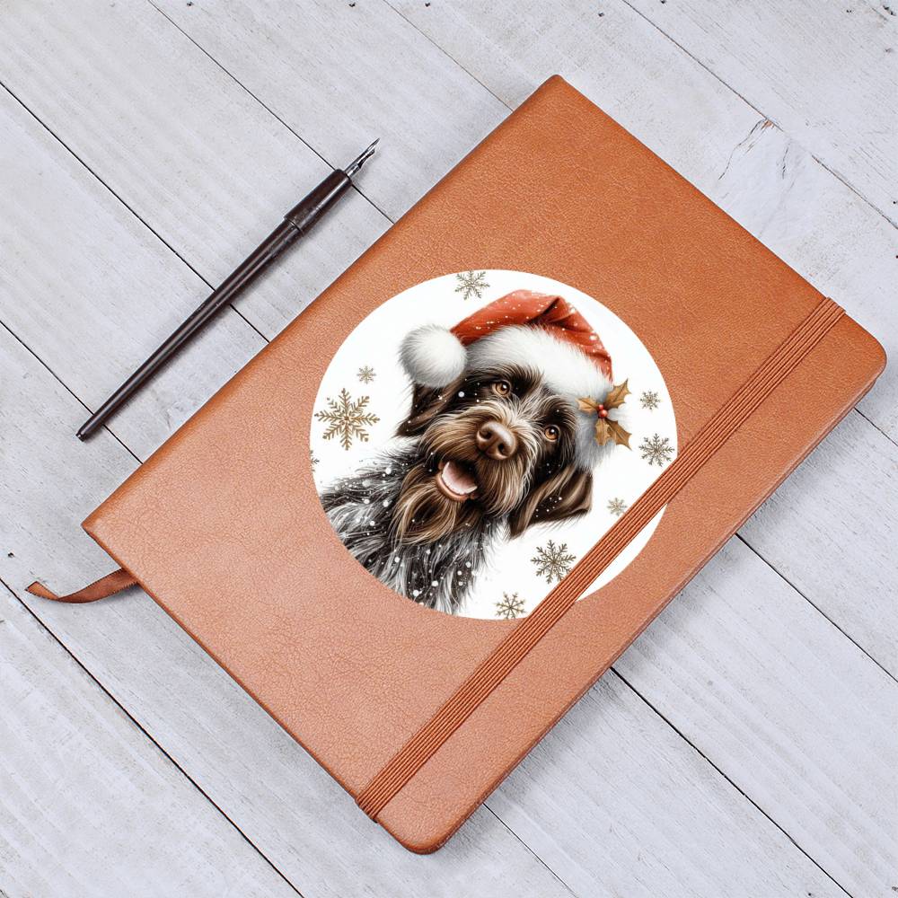 Christmas Dog - German Wirehaired Pointer - Vegan Leather Journal