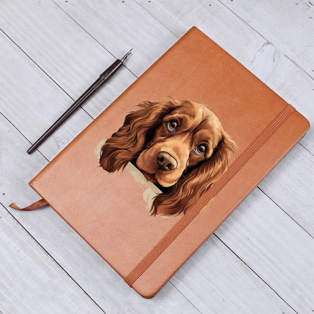 Sussex Spaniel Peeking - Vegan Leather Journal